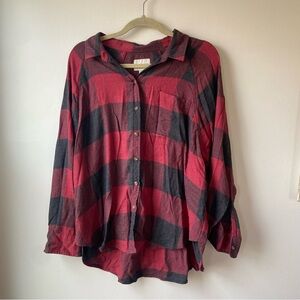 American Eagle Red and Gray Plaid Shirt